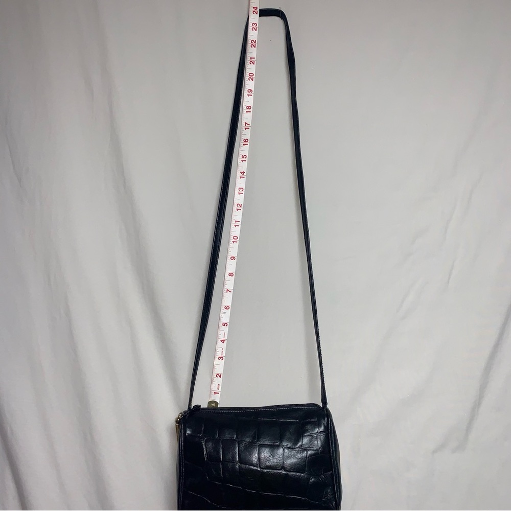 🆕 Vintage Black Leather Alligator Look Fashion Shoulder Bag Crossbody Purse - Picture 7 of 9